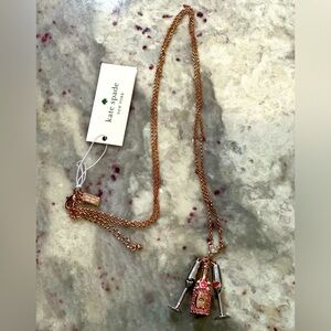 NWT Kate Spade, Champagne with Toasting Flutes cluster pendant.